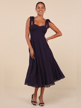 NWT Lulu's Sophisticated Charisma Purple Tie-Strap Midi A-Line Dress Size XXL